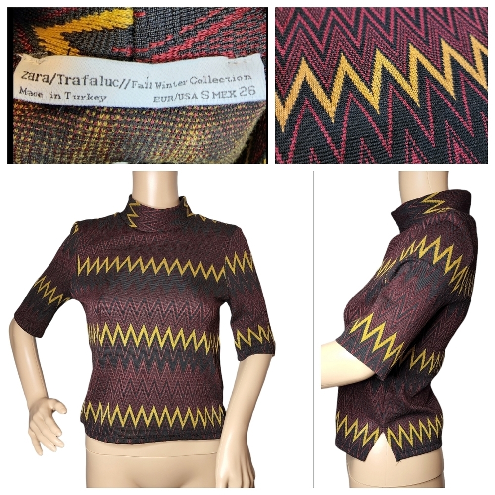 Zara stretchy textured chevron shirt